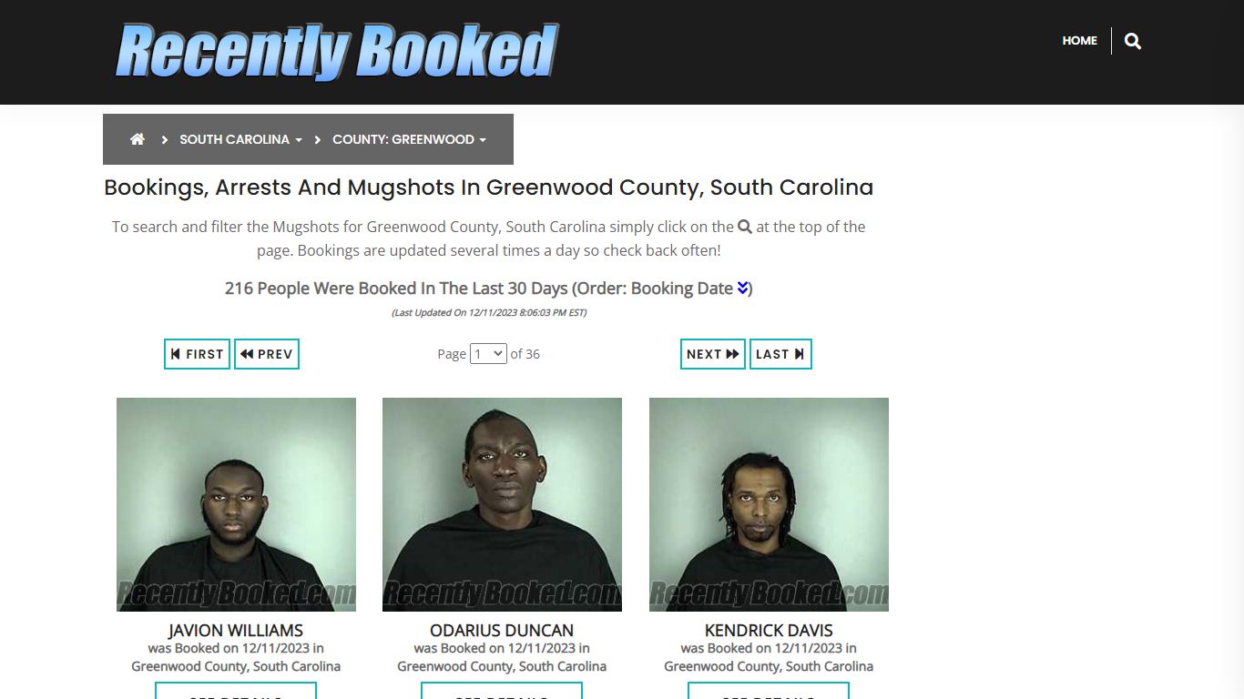 Bookings, Arrests and Mugshots in Greenwood County, South Carolina