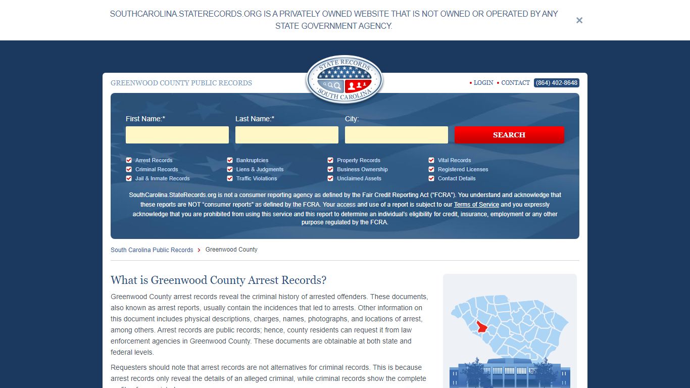 Greenwood County Arrest, Court, and Public Records | StateRecords.org