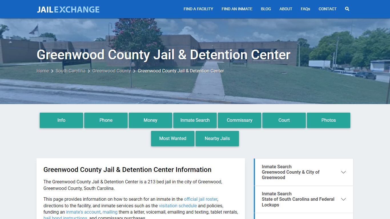 Greenwood County Jail & Detention Center, SC Inmate Search, Information